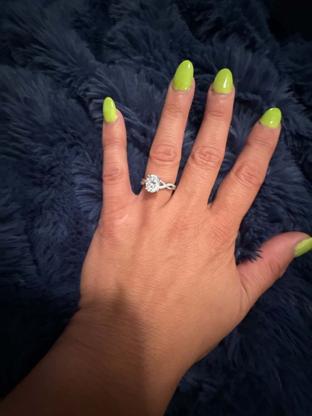Oval Moissanite Engagement Ring in Sterling Silver